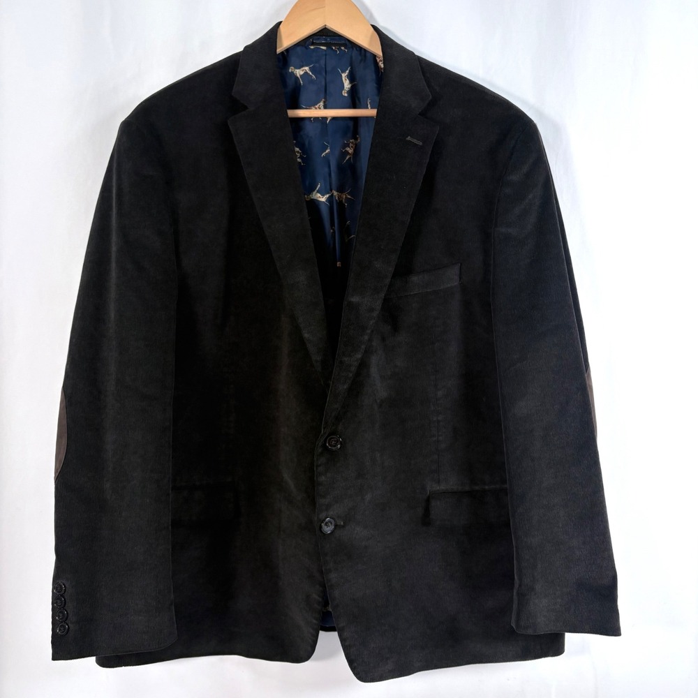 Chaps Sport Coat Brown Corduroy Elbow Patches Hunting Dog Lining 50R